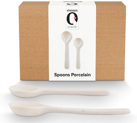 vtwonen Set of 2 Salad Servers Ceramic White