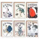Artery8 La Vie Parisienne French Woman Bee Cupid Love Clown Greeting Cards With Envelopes Pack van 6