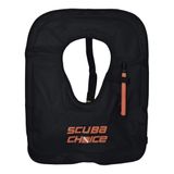 Scuba Choice Snorkelvest voor volwassenen met naamveld, opblaasbaar snorkelvest voor volwassenen tot 90 kg, eenvoudige mondpomp, afneembare riem (68,6 x 48,3 cm), XL, zwarte snorkelvesten