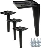 Set de 4 pieds de meuble, noir, mat, 15 cm