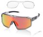 Lunettes de moto anti-éblouissement UV400 avec lentille rouge et monture grise