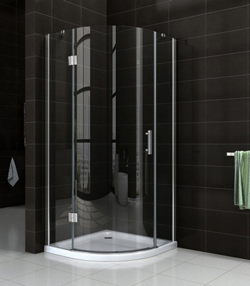 Praya Shower douchecabine 90x90x200cm kwartrond chroom 8 mm glas linksscharnierend