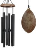 ASTARIN Windgong voor tuin, windgong buiten, gedenkteken windgong als sympathie cadeau, buitendecoraties voor je tuin, terras (metalen windgong zwart)