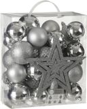 Edelman 39x stuks boules de Noël en ornements de Noël en plastique avec étoile argentée mix