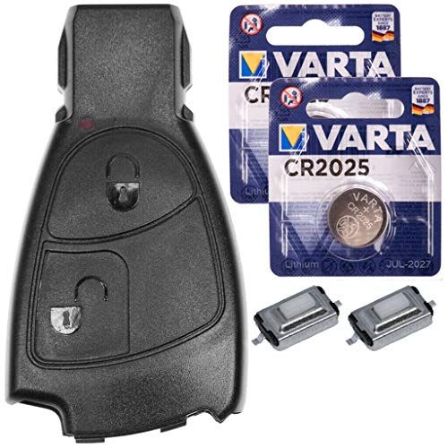 mt-key Panda mt-key Repair reparatieset autosleutel Set vervangende behuizing met 2 knoppen + drukknoppen + batterijen compatibel met Mercedes W209 W169 W245 W203 R171