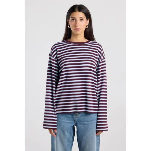 America Today gestreepte longsleeve - donkerrood
