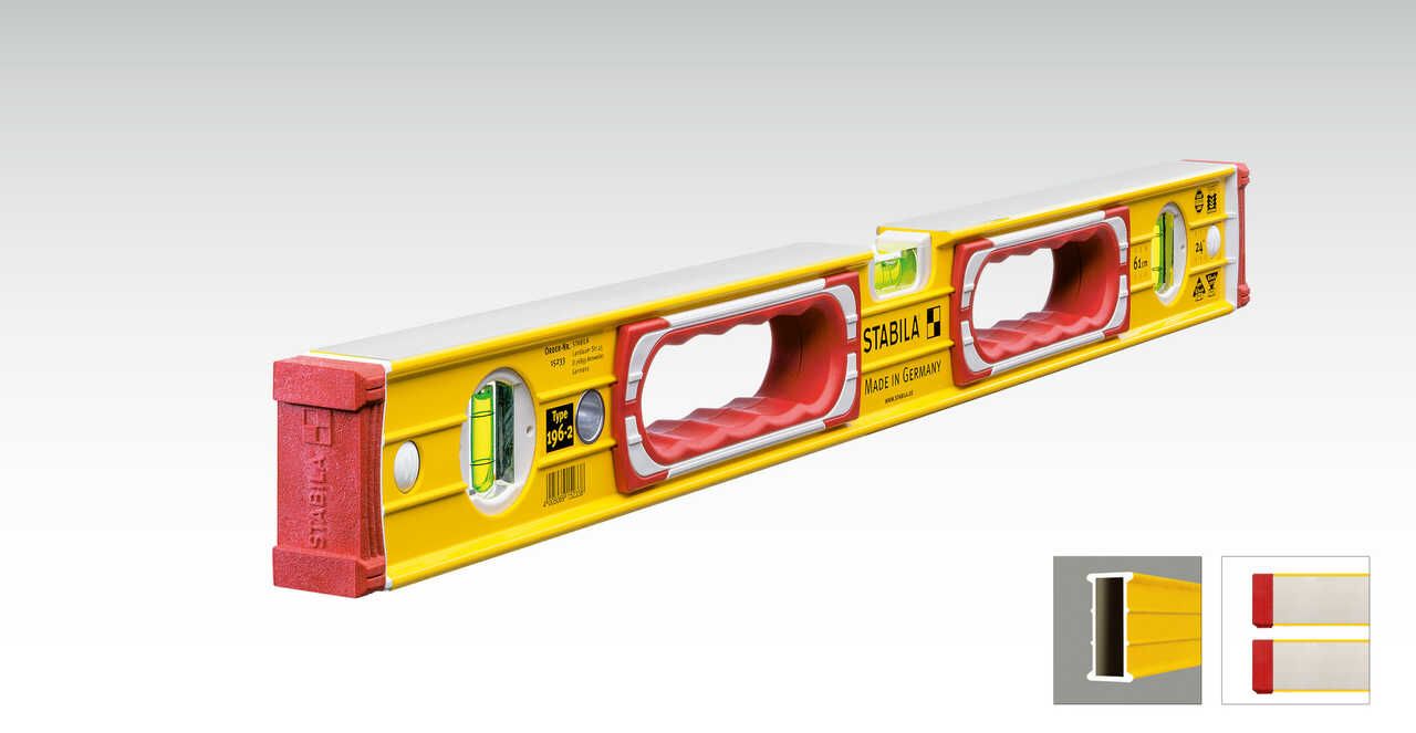 STABILA 15235 Waterpas - Aluminium - 0,5 mm Nauwkeurigheid - Geel/Rood