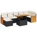 vidaXL 8-delige Loungeset met Kussens, Poly Rattan, Acacia, Zwart