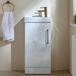 Hudson Reed Meuble lave-mains WC moderne - Blanc - Plan lavabo vasque 1 trou - 40 cm - Poignée barre or doré