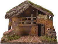 Decoris Kerststal - Leeg - Zonder Figuren - L30 x B17 x H21 cm - MDF/Hout