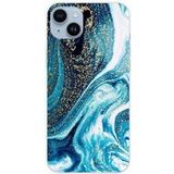 1001 coques Apple iPhone 15 Plus Marbre bleu paillete bedrukt siliconen hoesje