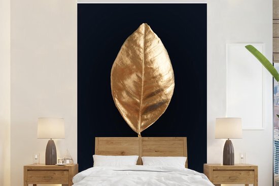 Nr1Wallpaper Behang - Fotobehang Blad van goud met de quote - Stay gold - Breedte 180 cm x hoogte 280 cm