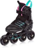 Meteor Buzzy Inlineskates Maat 38-43 Zwart/Roze/Mint Verstelbaar ABEC-9 Met rem