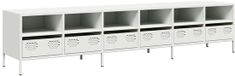 vidaXL Meuble TV - 202x39x43,5 cm - Acier laminé à froid - Blanc