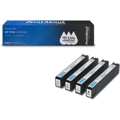 PrintAbout Huismerk 913A (L0R95AE) Inktcartridge 4-kleuren Voordeelbundel | Compatibel met HP