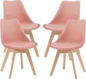en.casa Eetkamerstoel Dubrovnik set van 4 kunstleer en beuken roze