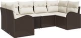 vidaXL Banc de jardin 6 pièces Brun et blanc Poly rotin