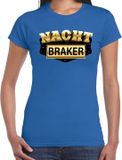 Bellatio Decorations Nachtbraker Blauw Katoenen T-shirt Dames XL