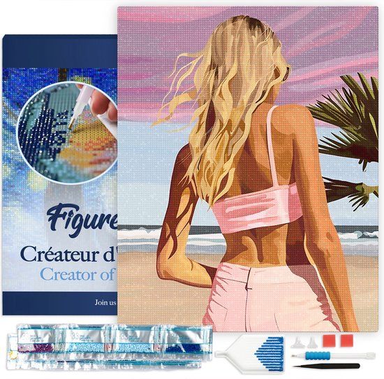 Figured'Art Diamond Painting set Volwassenen 40x50 cm met lijst Schoonheid in de schemering
