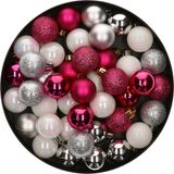 Kaemingk B.V. 42x Boules de Noël en plastique Mélange Baies Rose/Argent/Blanc nacré 3 cm