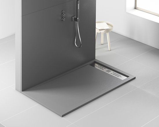 Veroni Elite Flat Composietsteen Douchebak Grijs 160x90x3cm