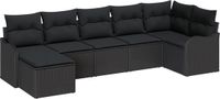 vidaXL Tuinbank Set 7-delig Zwart Polyrattan