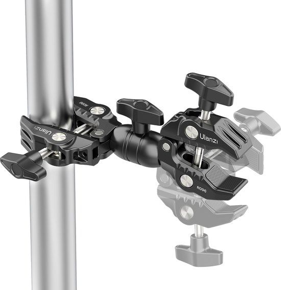 Ulanzi R096 Dubbele Super Clamp buisklem - Statiefklem - tot 5,8cm dikte - 360° - Zwart