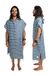 Nova Blue Surf Poncho - Navy & Wit Gestreepte Hooded Strandlaken voor Heren - Grote Volwassen (33 X 44) - 100% Turks Katoenen Handdoek Veranderende Badjas voor Strand