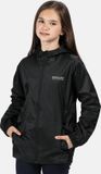 Regatta Pack It lichtgewicht, waterdichte, opvouwbare wandeljas met capuchon voor kinderen, zwart