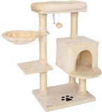 lionto Kattenkrabpaal, met grot, ligbed & sisalpalen, beige