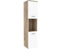 en.casa Kolomkast Krildihana 131x30x30 cm eikenkleurig wit en zilverkleurig