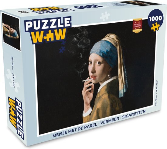 MuchoWow Puzzel Meisje met de parel - Vermeer - Sigaretten - Legpuzzel - Puzzel 1000 stukjes volwassenen