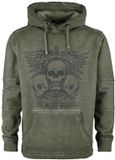 Rock Rebel by EMP Olijfgroene hoodie met prints - Heren - 5XL