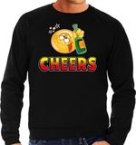 Bellatio Decorations Shoppartners Bv Funny emoticon sweater Cheers zwart voor heren - zuipen / alcohol - Fun / cadeau trui S