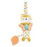 Les Deglingos Cyranos de vos, pluche speelgoed voor baby's, ruitpatroon, 19 cm, mosterdgeel