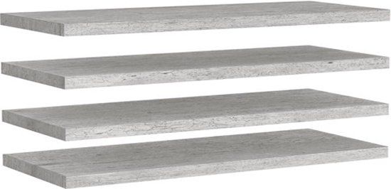 vidaXL Wandschappen - zwevend - 4 stuks - 90x23,5x3,8 cm - MDF - betongrijs