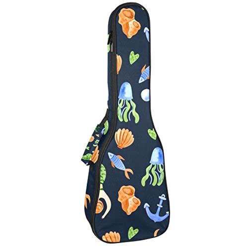 Mersov Tenor Ukulele Gigbag Waterdichte Ukelele Case Gewatteerde Rugzak, Geweldig voor Sopraan Concert (21/23/24") Donkere Aquarel Zeemeermin