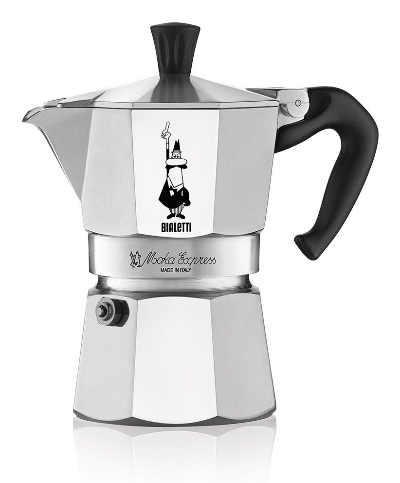 Bialetti Moka Express Moka Pot - 3 Cups - Aluminum, Black