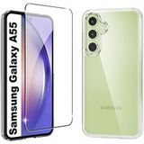 XEPTIO Samsung Galaxy A55 5G Transparant TPU-hoesje en Volledig Dekkende Zwarte Screenprotector van Gehard Glas