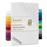 Lavea® Hoeslaken voor Topper/Topmatras 200x220 cm – 100% Katoen Jersey – Wit