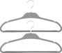 5five Set van 10x stuks kunststof/rubber kledinghangers grijs 45 x 24 cm
