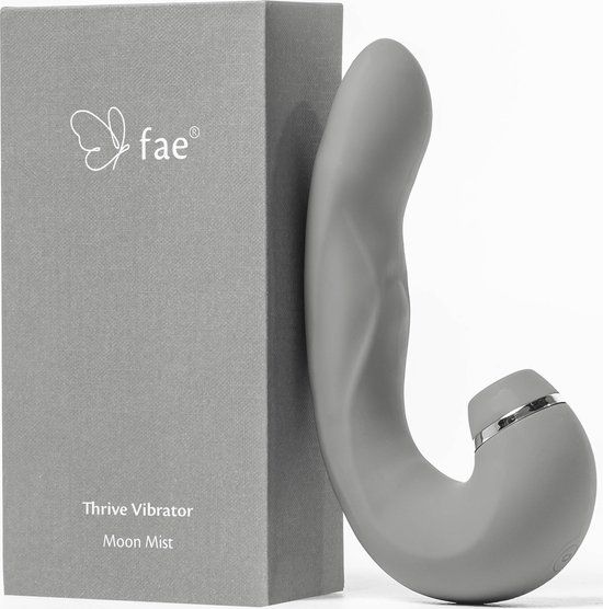 Fae® Thrive Series Moon Mist Vibrator voor Vrouwen - Clitoris & G-spot Stimulator - Zuig en Druk Functie - Penetratie Dildo - Siliconen - 16 cm - Antraciet