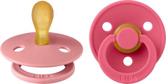 BiBs Fopspeen - Symmetrisch - 2 Stuks - 6-18 Mnd - Dusty Pink/Coral