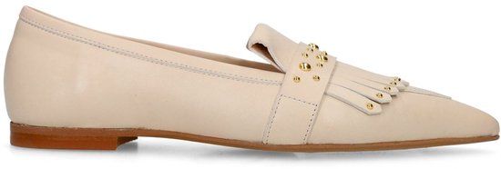 Manfield - Dames - Off white leren loafers met gouden studs - Maat 37