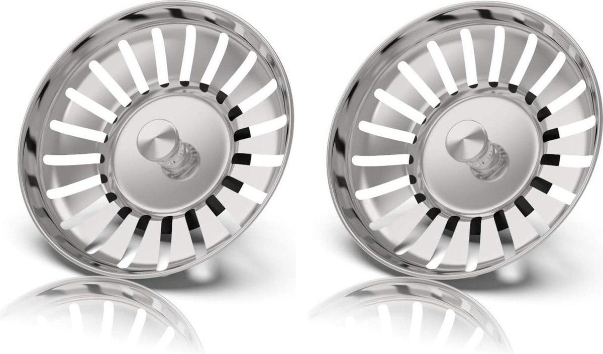 waterval RVS Gootsteen Afvoer Plug Set - 82mm - 2 stuks