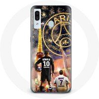 Maniacase Hoesje voor Samsung Galaxy A40 PSG Neymar en Mbappé Vrolijk Kerstfeest