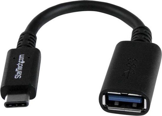 Merkloos StarTech USB-C Male naar USB 3.0 A Male Kabel - 0.15 m - Zwart