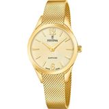 Festina F20077/3 Grace Swiss Made Polshorloge Dames Goudkleurig Staal Saffierglas 32mm