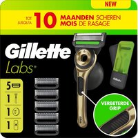 GilletteLabs Met Exfoliërende Strip Scheersysteem Champion Gold - 1 Handvat + 5 scheermesjes + 1 muurhanger + 1 etui