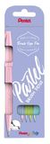 Pentel Sign Pen Brush Touch, kartonnen etui met 4 pastelkleuren: roze, grijs, groen en blauw